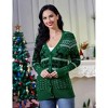 Women's Christmas Chunky Knit Cardigan Sweater Long Sleeve V Neck Button up Cardigan with Pocket Sweater Coat for Fall and Winter - 4 of 4