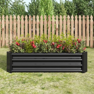 Lyngins 8x4x1ft Raised Garden Beds Outdoor, Galvanized Metal Planter, Open Bottom, Anti-Rust, Outdoor Planter Bed for Flowers,Vegetables, Herbs - 1 of 4