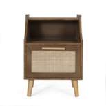 Boyes Contemporary End Table with Hutch Walnut/Natural/Antique Gold - Christopher Knight Home