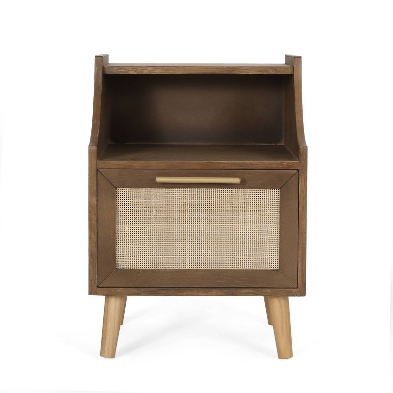 Boyes Contemporary End Table with Hutch Walnut/Natural/Antique Gold - Christopher Knight Home, 1 of 13