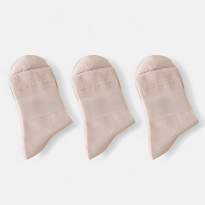 Anna-Kaci Women's Minimalist Solid Pink Crew Socks 3-Pack Soft Cotton Blend Comfort Fit Seamless Toe Design