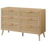 DOMETOUR 6-Drawer Rattan Dresser, Wood Chest for Bedroom/Living Room, Natural, 47.2'' W x 15.8'' D x 30'' H - 3 of 4