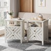 Nightstand Led Side Table Wooden Farmhouse Night Stand Mid Century Modern End Table with Drawers for Bedroom Living Room Home Office,White - 3 of 4
