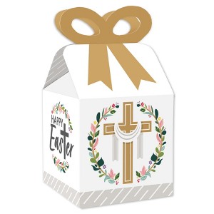 Big Dot of Happiness Religious Easter - Square Favor Gift Boxes - Christian Holiday Party Bow Boxes - Set of 12 - 1 of 4