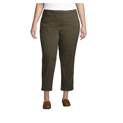 Lands' End Women's Plus Size Mid Rise Pull On Chino Crop Pants - 20w ...