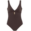 Women's Button Detail V-Neck One Piece Swimsuit - LASCANA - 4 of 4