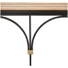 Olivia & May Metal Arched Console Table with Wood Zig Zag Patterned Top and Rattan Accents Black: Entryway Furniture, No Glass - 2 of 4