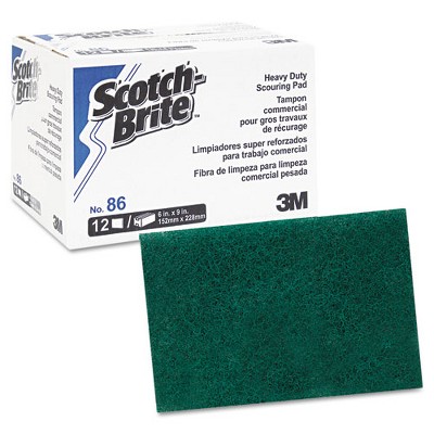 Scotch-Brite Green Heavy-Duty Scouring Pads 6 x 9 Inch, 12-Pack