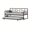 Twin Size Metal Daybed Heavy Duty Frame Roll Out Trundle Sofa Bed Set Black For Bedroom Living Room - 2 of 4