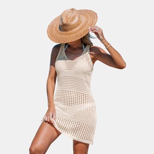 Women's Knit Sleeveless Cutout Mini Cover-Up Dress - Cupshe - 1 of 4