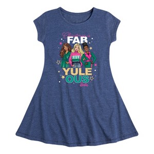Girls' - Barbie - Holidays & Christmas Fit & Flair Cap Sleeve Dress - 1 of 3