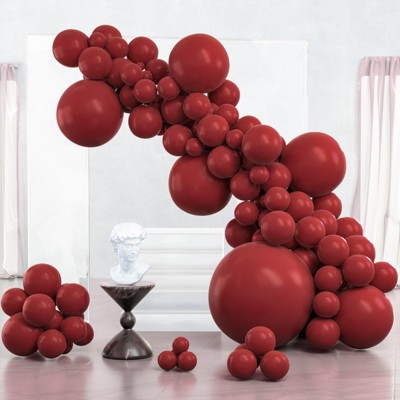 PartyWoo Balloons Maroon Dark Red Burgundy Ruby 36 18 12 10 5 Inch 127 pcs