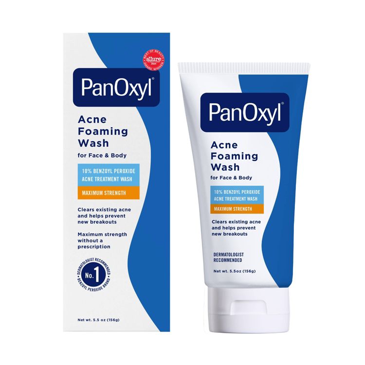 PanOxyl Maximum Strength Antimicrobial Acne Foaming Wash for Face, Chest and Back with 10% Benzoyl Peroxide - Unscented - 5.5oz, 1 of 9