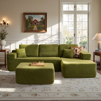 XIZZI Modular Sectional Sofa Couch, L/U-Shape Upholstered Couch, Modern Minimalist Couches for Living Room, Free Combination Deep Seat Corner Couch