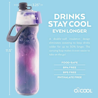Celestial Purple Insulated Plastic Sports Water Bottle with Misting Function - 20 oz