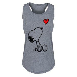 Women's - Peanuts - Valentine's Peanuts Snoopy Heart Graphic Racerback Tank - 1 of 4