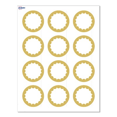 Avery® Labels, 2" Diameter, Gold Dots Edge, Matte White, 120ct