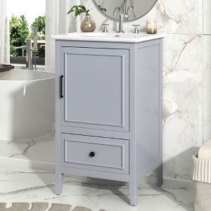 Modern Bathroom Vanity with Ceramic Sink, Bathroom Cabinet with Drawers -ModernLuxe - 1 of 4