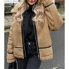 Imily Bela Womens Winter Trendy Faux Fur  Leather Patchwork Moto Zip Up Coat - 2 of 4