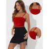 INSPIRE CHIC Women's Club Party Velvet Spaghetti Strap Crop Sequined Cami Top - 2 of 4