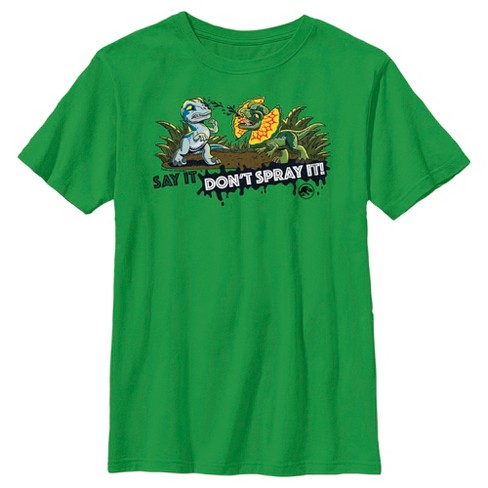 Boy's Jurassic World Say It Don't Spray It T-shirt - Kelly Green ...