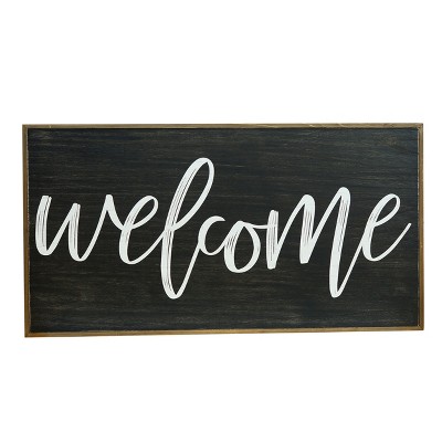 VIP Wood 31.5 in. Black Welcome Sign