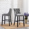 WestinTrends 29" Linen Tufted Buttons Upholstered Wingback Bar Stool (Set of 3) - 2 of 4