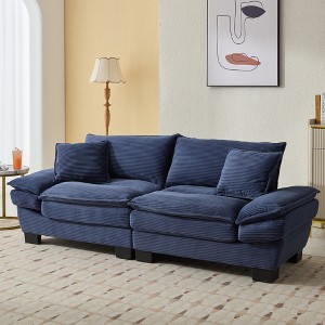 Runesay Corduroy Sofa Sleeper Couch Loveseat Sofa with Pillows Comfy Upholstered Deep Seat Sofa - 1 of 4