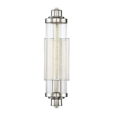 Polished Nickel Ribbed Glass 18" Wall Sconce