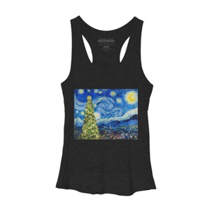 Women's Design By Humans Van Gogh Starry Night - Christmas Tree By bcstudio Racerback Tank Top - 1 of 3