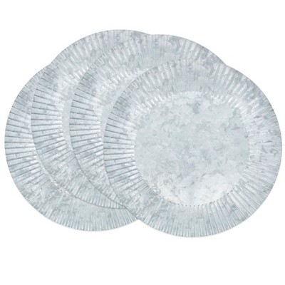Country Charm Ruffled Galvanized Metal Charger Plates, Set of 4