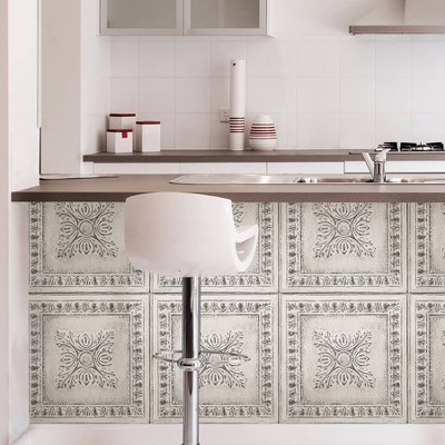 Reclaimed Tin Peel & Stick Vintage Tile Wallpaper, Light Gray, 30.75 Sq Ft