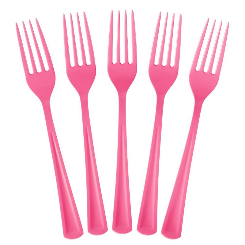 Exquisite Solid Color Plastic Utensil Cutlery Set Forks Spoons Knives- 150 Pack, 4 of 9