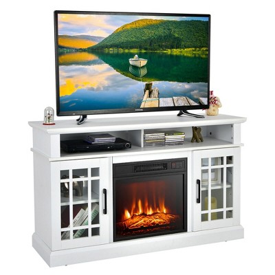 Tangkula 48" TV Stand Console Cabinet w/ Fireplace Entertainment Center For Living Room