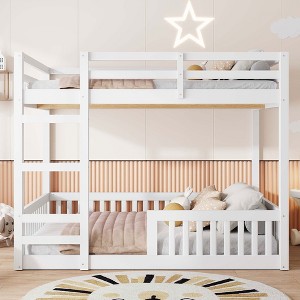 NicBex Full/Full Solid Wood Floor Bunk Bed with Ladder&Safety Guardrails,Heavy Duty Bunkbeds for Teens,Noise-Reduced Bed Frames with 600lbs Max - 1 of 4