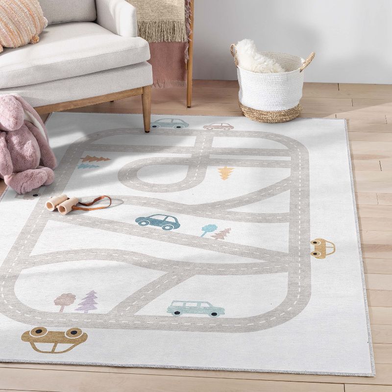 Well Woven Playful Roads Kids Road Traffic Playmat Area Rug, 3 of 10