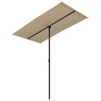 vidaXL Garden Parasol Taupe Polyester, Aluminum 70.9 x 43.3 in Rotatable