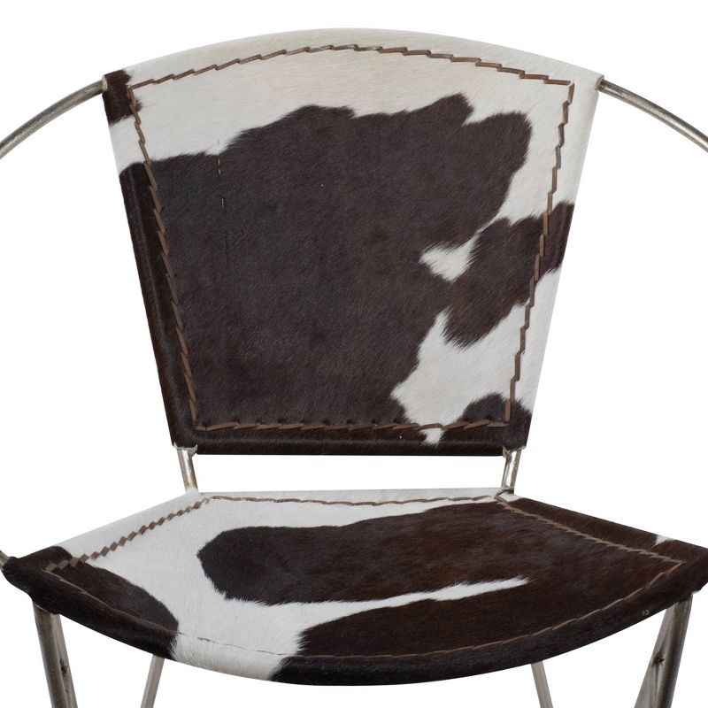 Set of 2 Contemporary Goat Leather and Iron Accent Chair - Olivia & May, 5 of 9