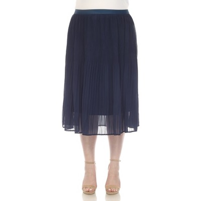 White Mark Plus Size Pleated Chiffon Midi Skirt