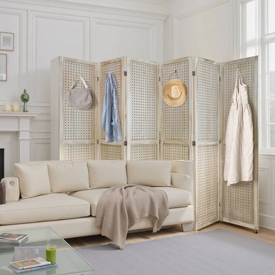 MAYEERTY Room Divider, 5.6Ft Wooden Freestanding Privacy Screen