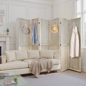 MAYEERTY Room Divider, 5.6Ft Wooden Freestanding Privacy Screen - 1 of 4