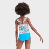 Girls' Seaside Hibiscus Floral Printed Tankini Set - Cat & Jack™ Blue - 2 of 3