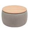Racxily Storage Ottoman - Round, 2-in-1 End Table/Ottoman, Eucalyptus Frame, MDF/Oak Top, No Assembly, 250Lbs Capacity, Home Accent,Navy - 3 of 4
