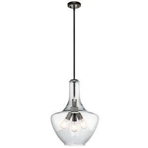 Everly 22.75" 3 Light Bell Pendant Clear Seeded Glass Brushed Nickel - 1 of 1