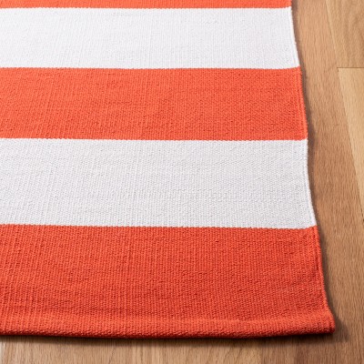 Montauk Rust and Ivory Striped 5' x 8' Wool Cotton Area Rug