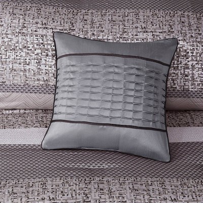 Gray and Taupe Geometric Jacquard Queen Comforter Set