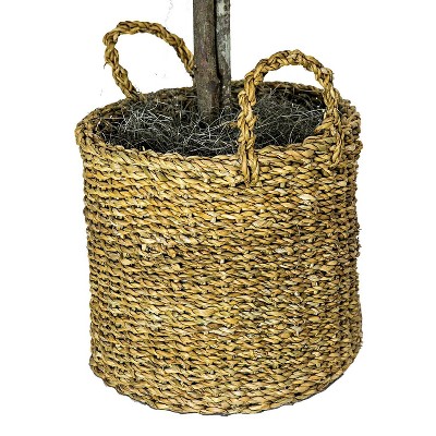 Verdant Charm 72" Faux Ficus Floor Plant in Handwoven Basket