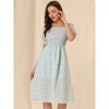 Allegra K Women's Cottagecore Floral Square Neck Puff Sleeves Summer Midi Smocked Dress - 2 of 4