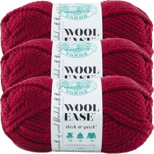 (3 Pack) Lion Brand Wool-Ease Thick & Quick Yarn - Cranberry - 1 of 3
