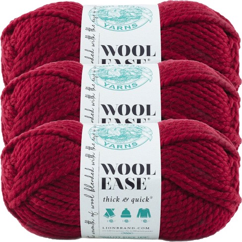 (3 Pack) Lion Brand Wool-Ease Thick & Quick Yarn - Cranberry
